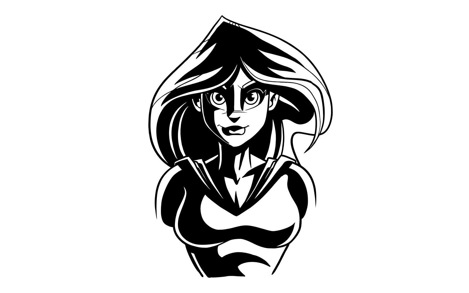 Superheroine Dark Portrait Line Art - Illustration