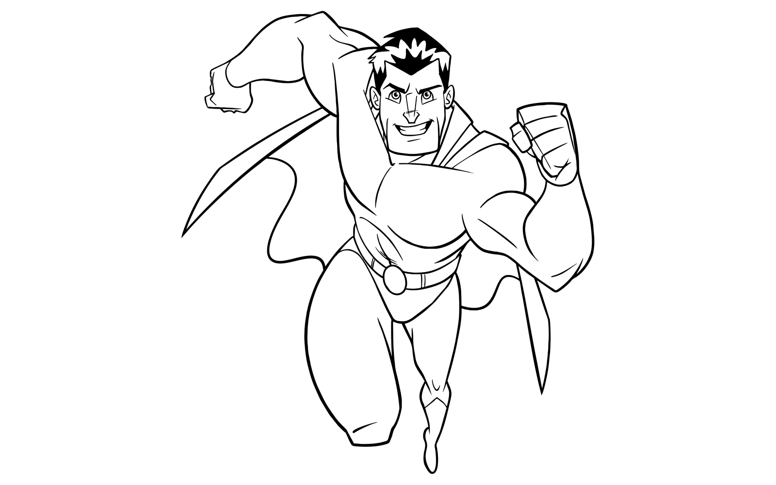 Superhero Running Frontal View Line Art - Illustration