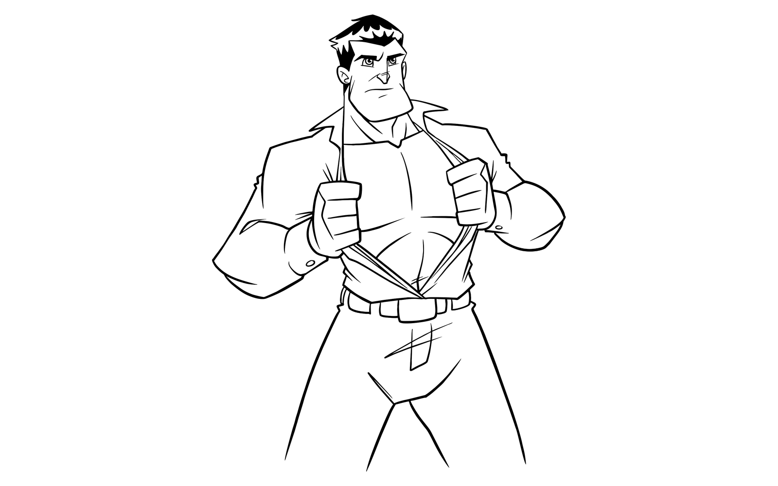 Superhero under Cover Casual Line Art - Illustration