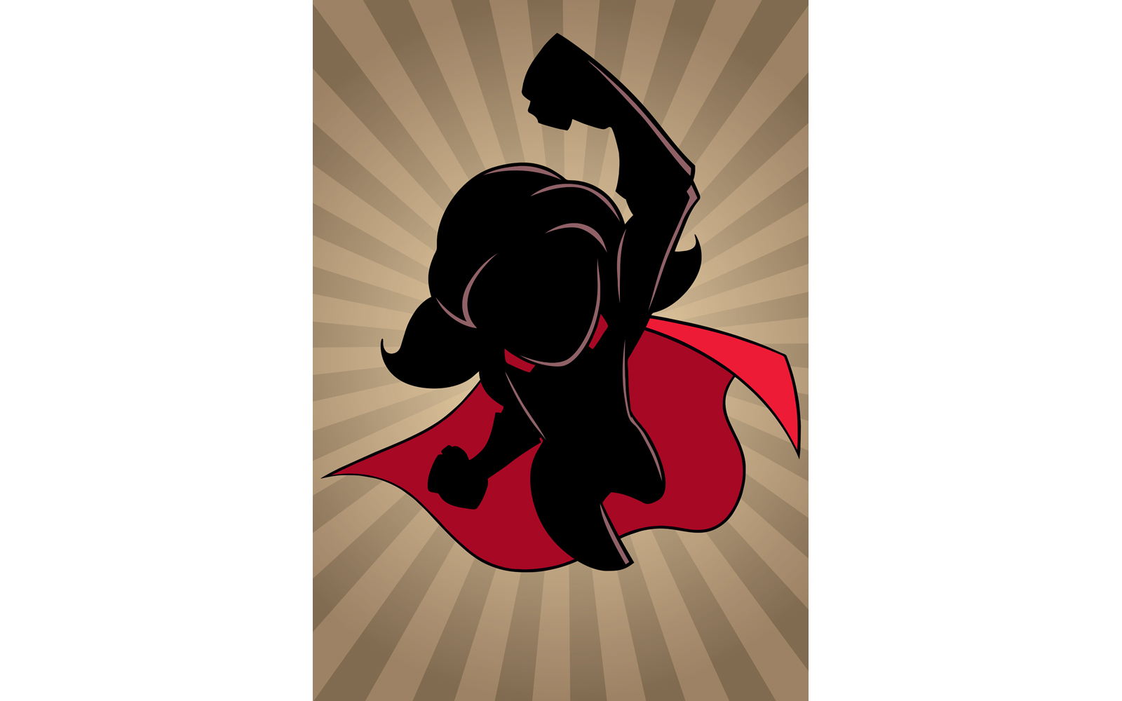 Super Girl Flying Ray Light Silhouette - Illustration