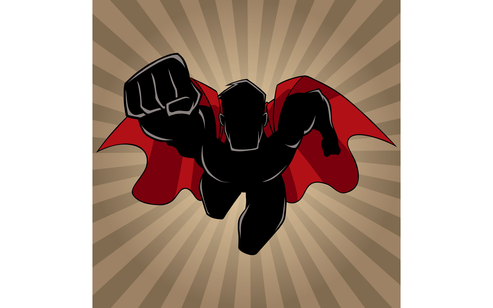 Superhero Coming Ray Light Silhouette - Illustration