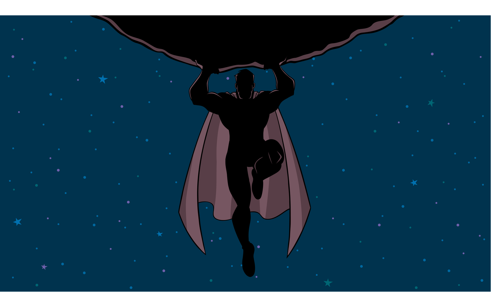 Superhero Holding Boulder in Space Silhouette - Illustration