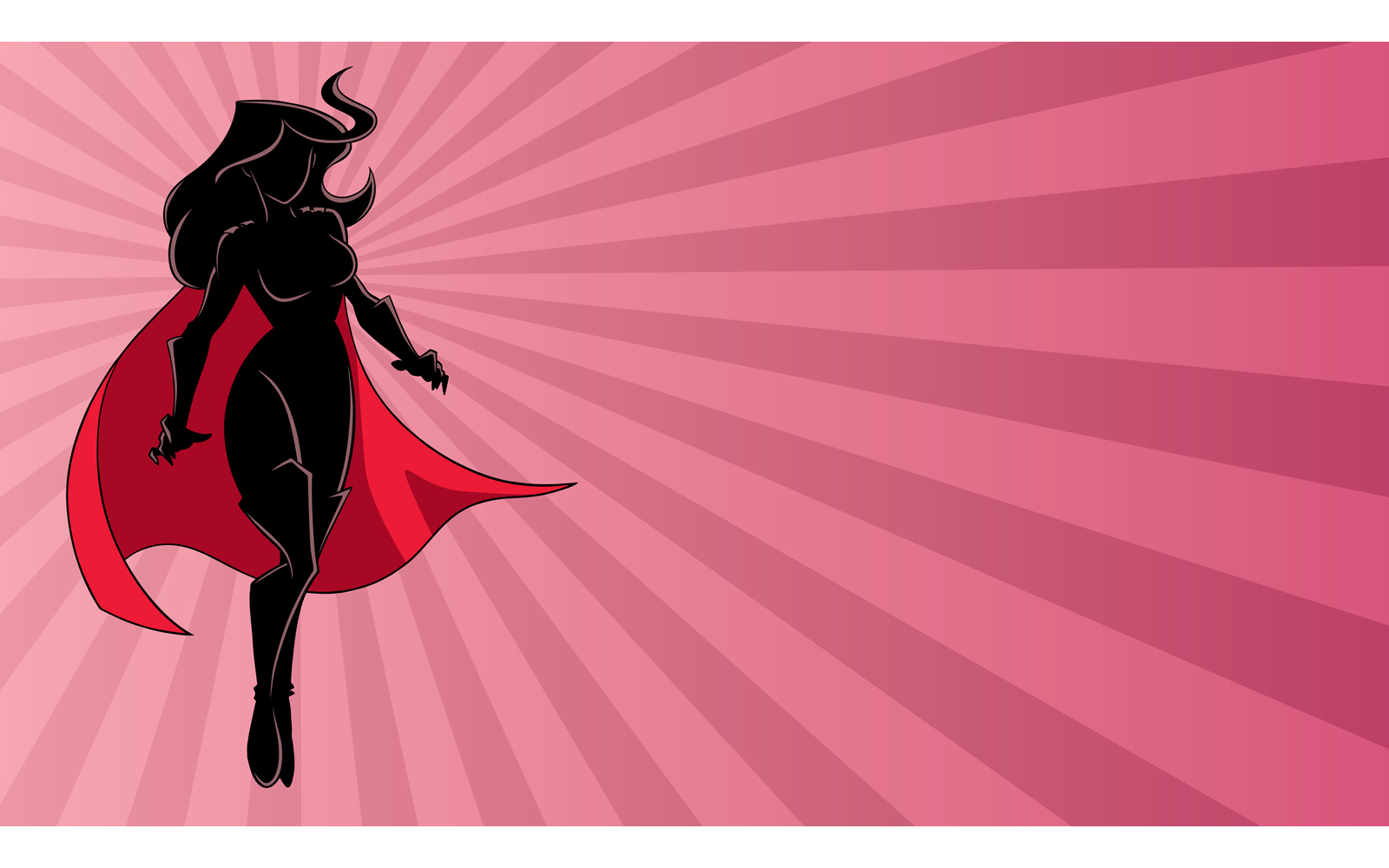 Superheroine Flying Ray Light Silhouette - Illustration