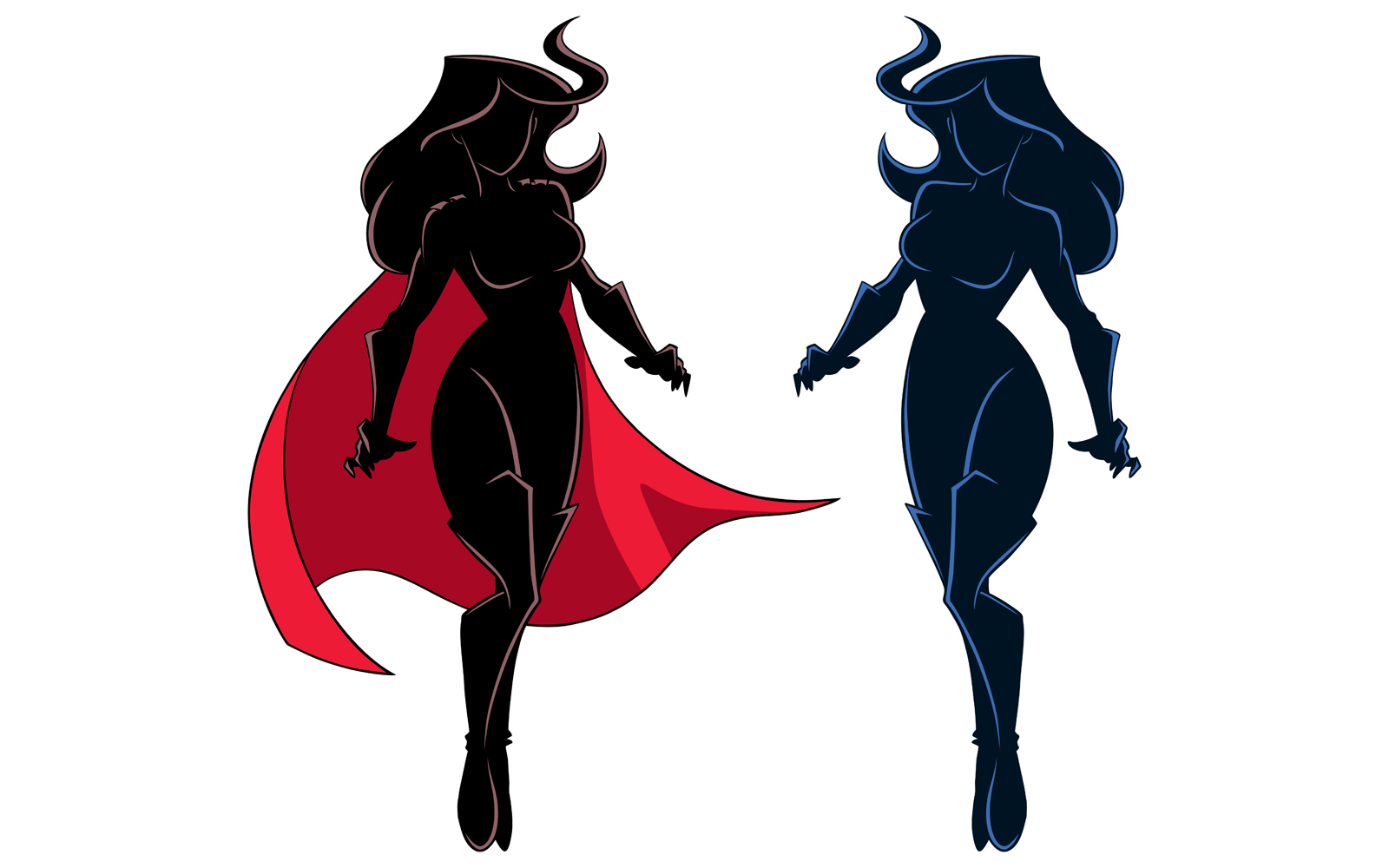 Superheroine Flying Silhouette - Illustration