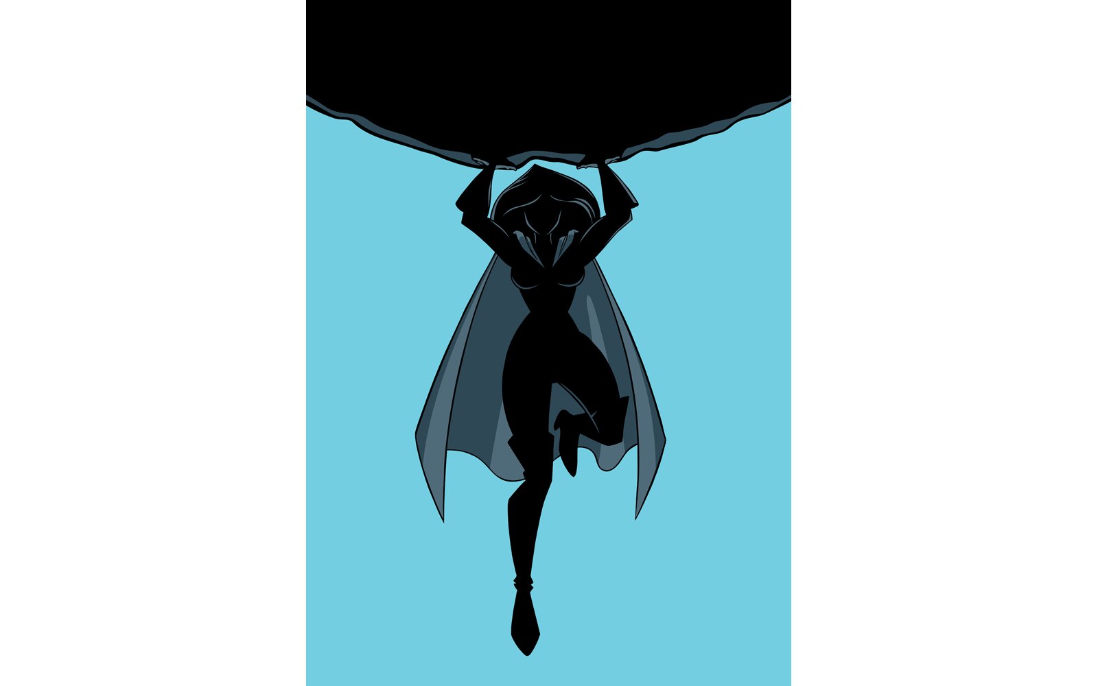 Superheroine Holding Boulder Silhouette - Illustration