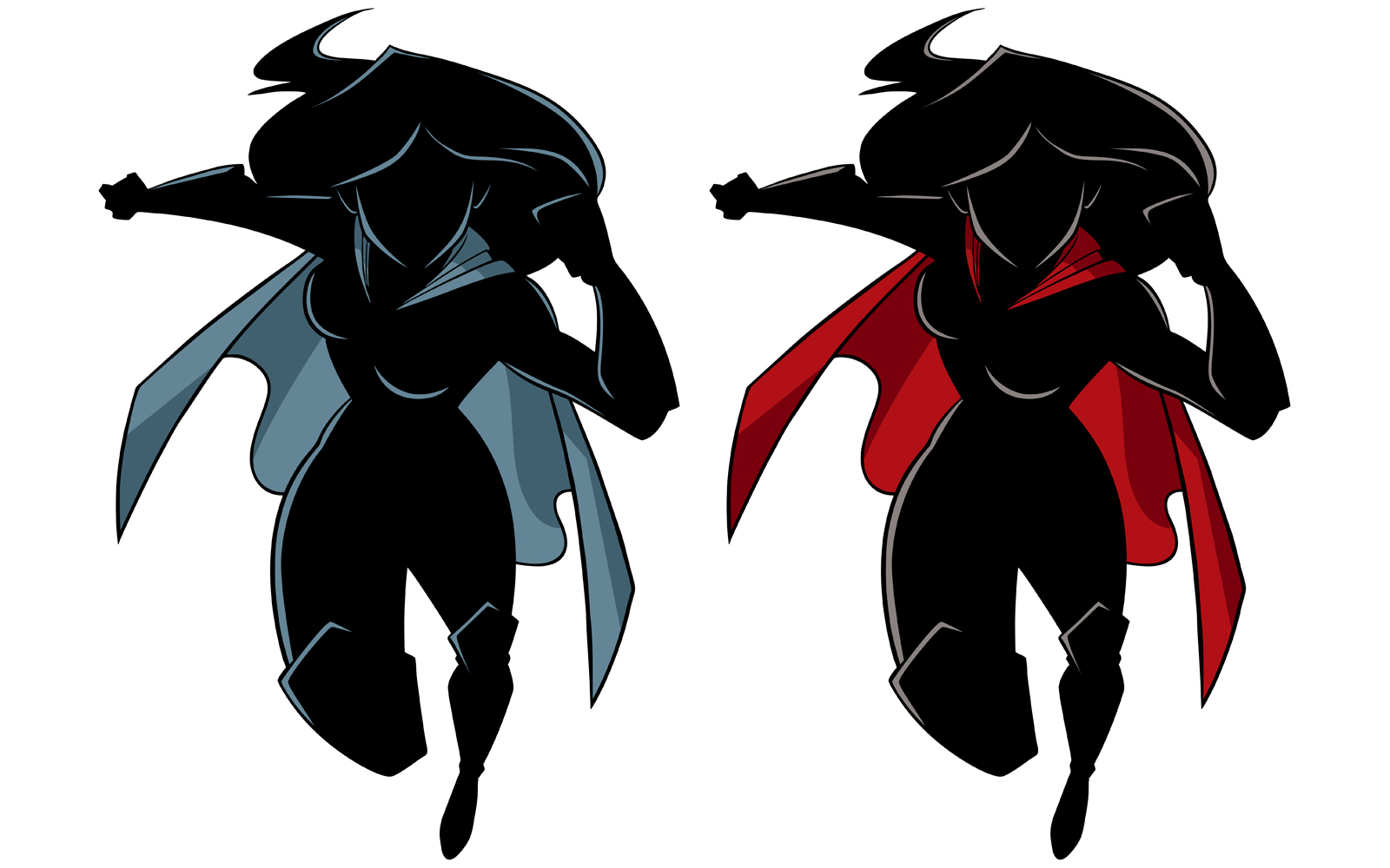 Superheroine Running Silhouette - Illustration