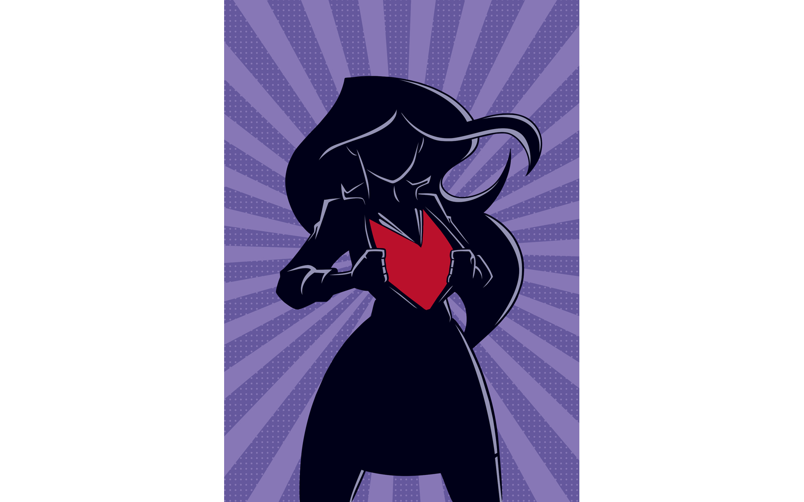 Superheroine under Cover Ray Light Silhouette - Illustration