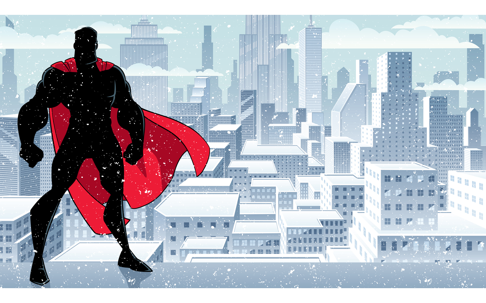 Superhero Standing Tall Winter Silhouette - Illustration