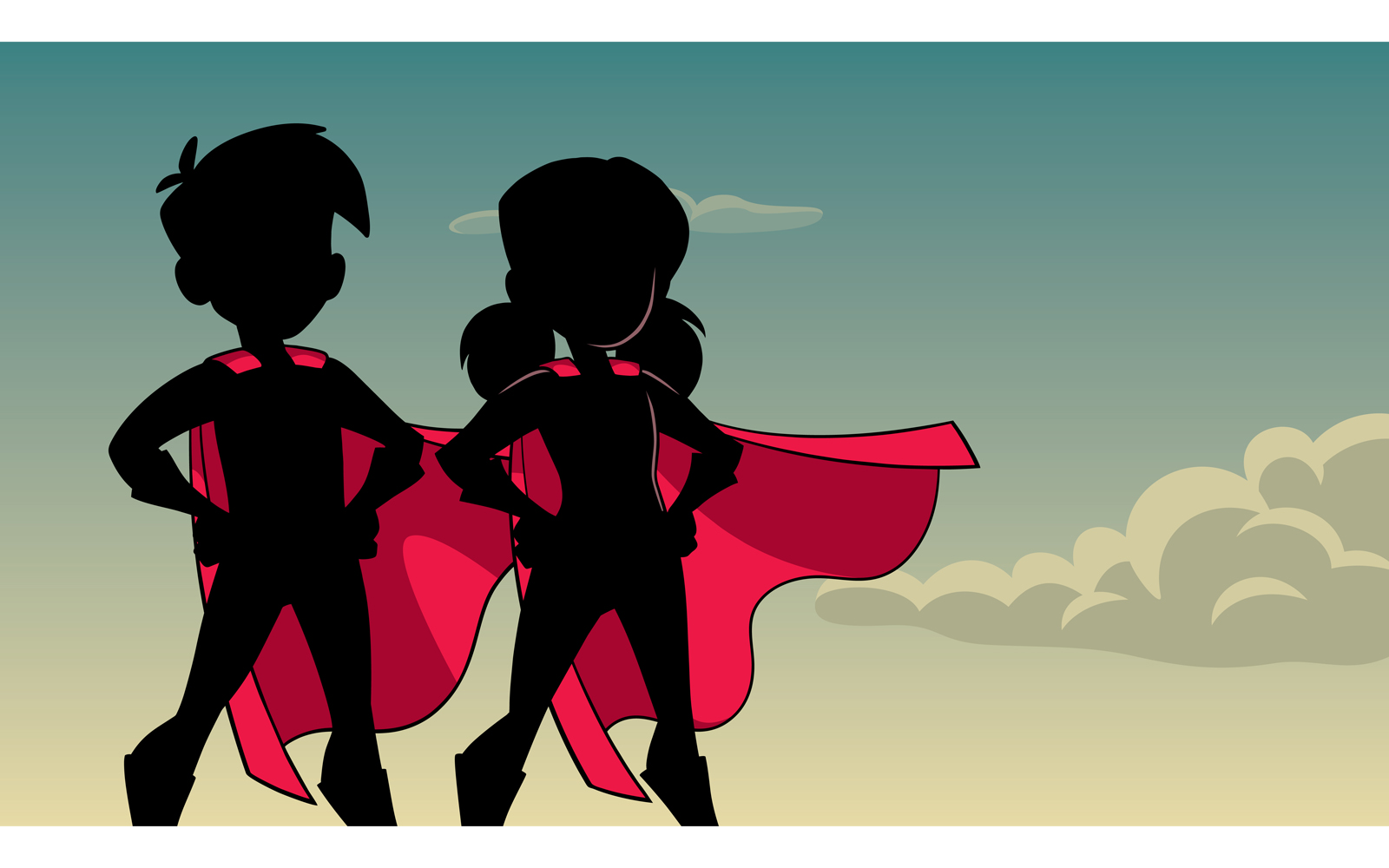 Super Kids Sky Silhouette - Illustration