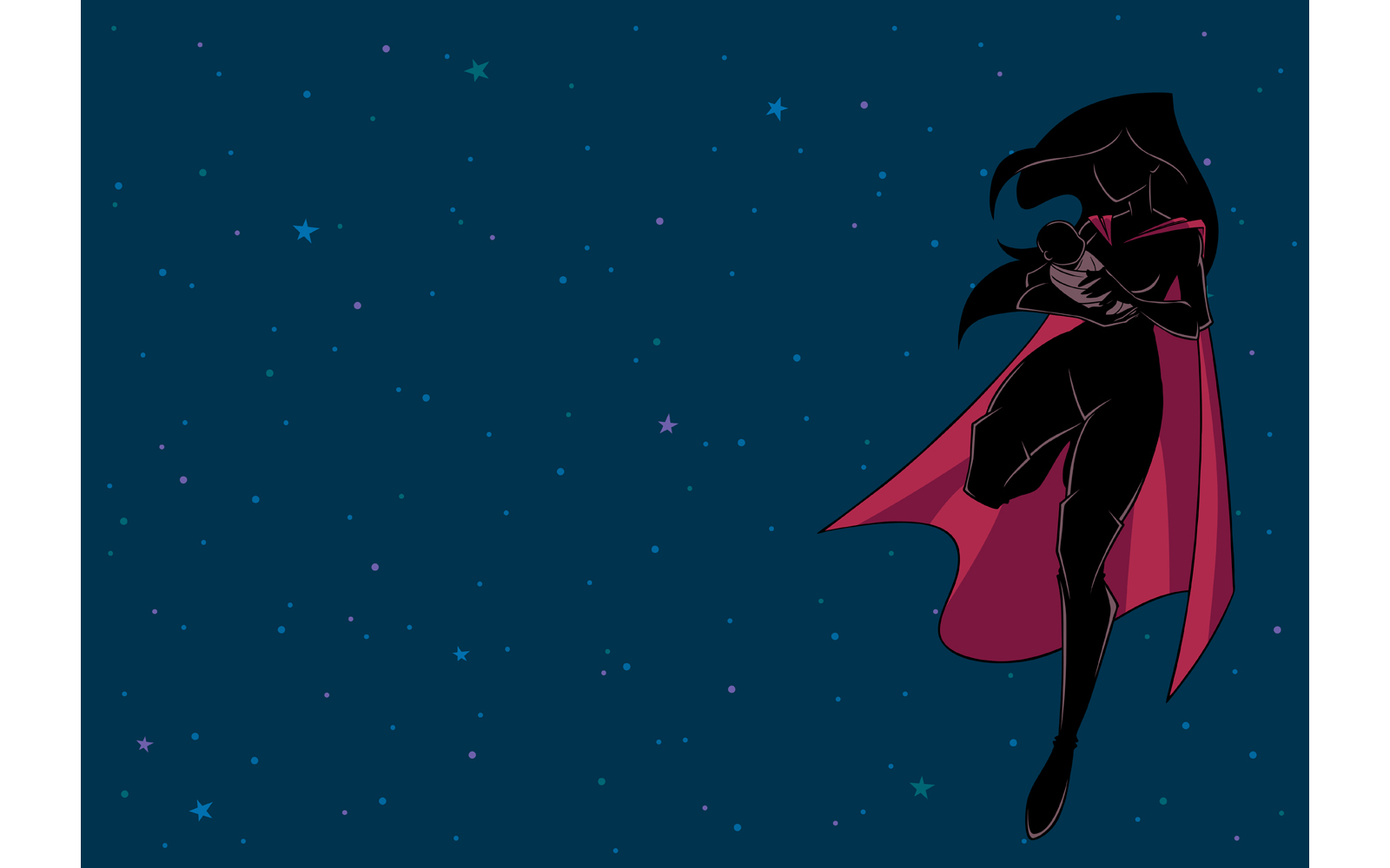 Super Mom with Baby Space Silhouette - Illustration