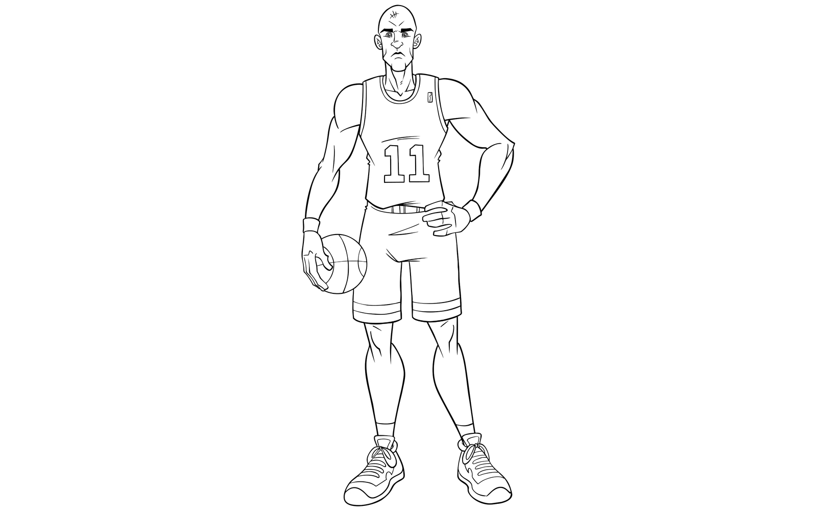 Basketball Player Line Art - Illustration