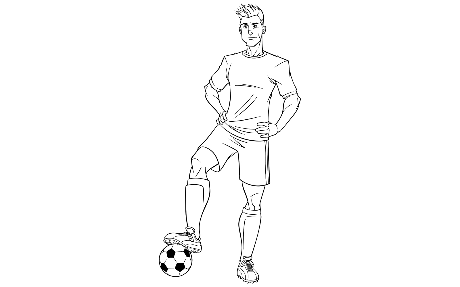 Football Player Line Art - Illustration