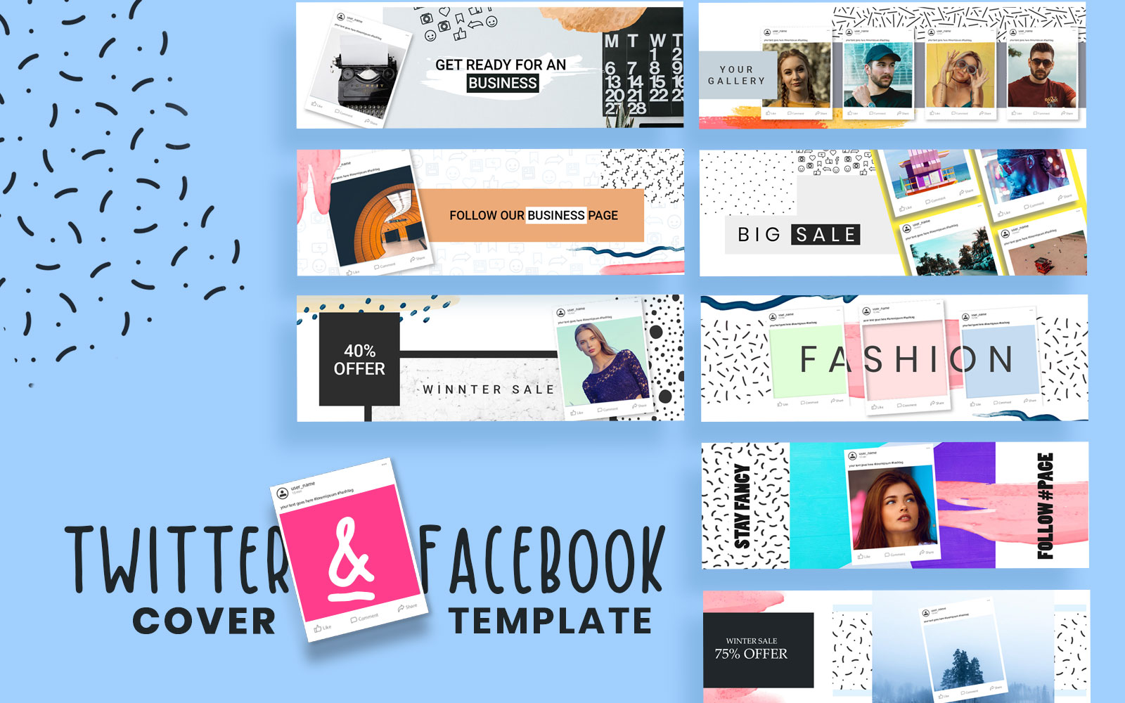 Facebook & Twitter Cover Social Media Template