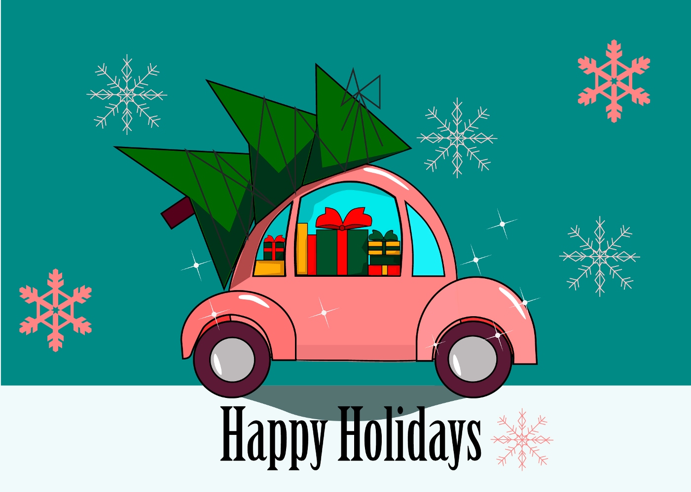 Pink Christmas car Illustration