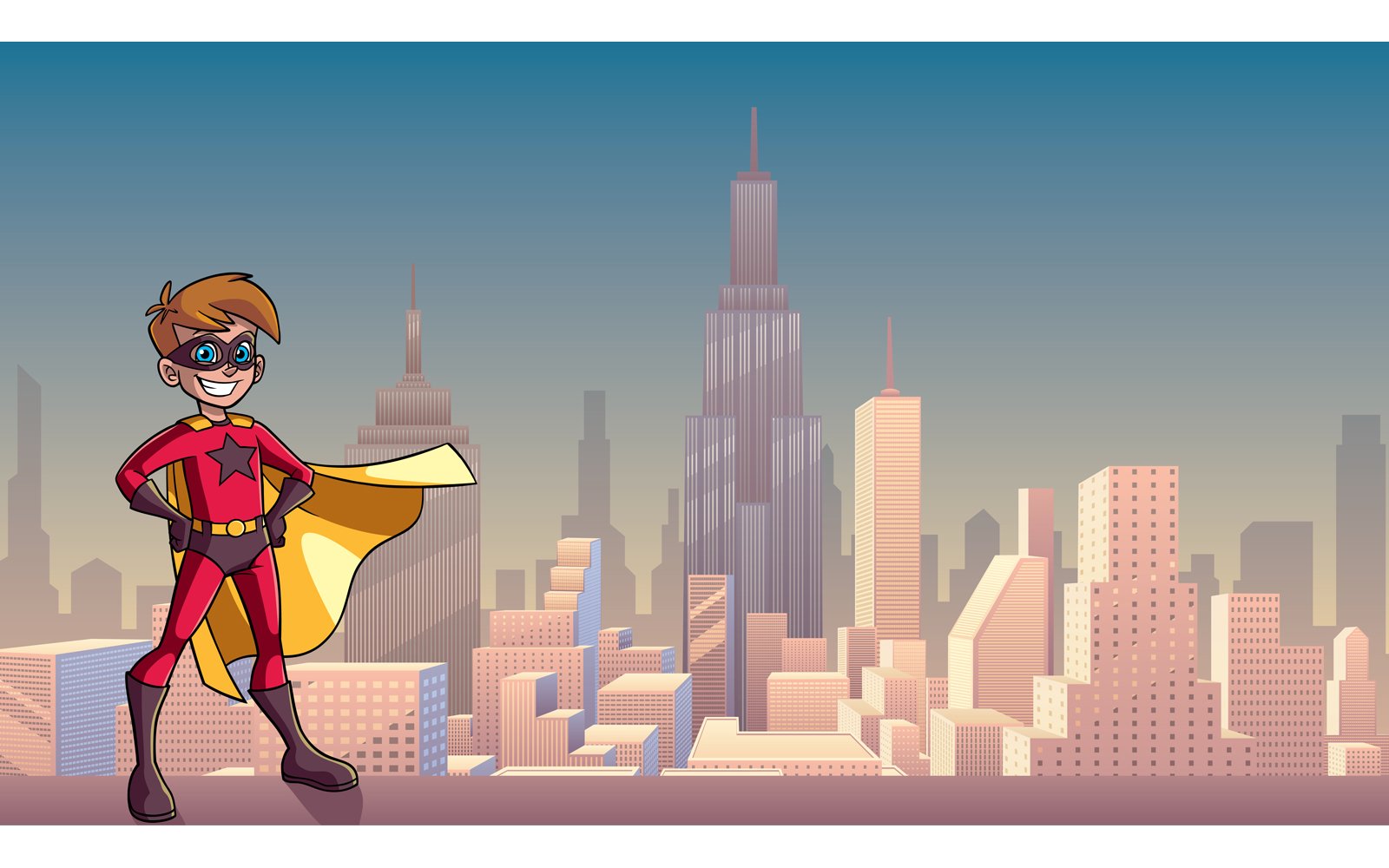 Super Boy City Background - Illustration