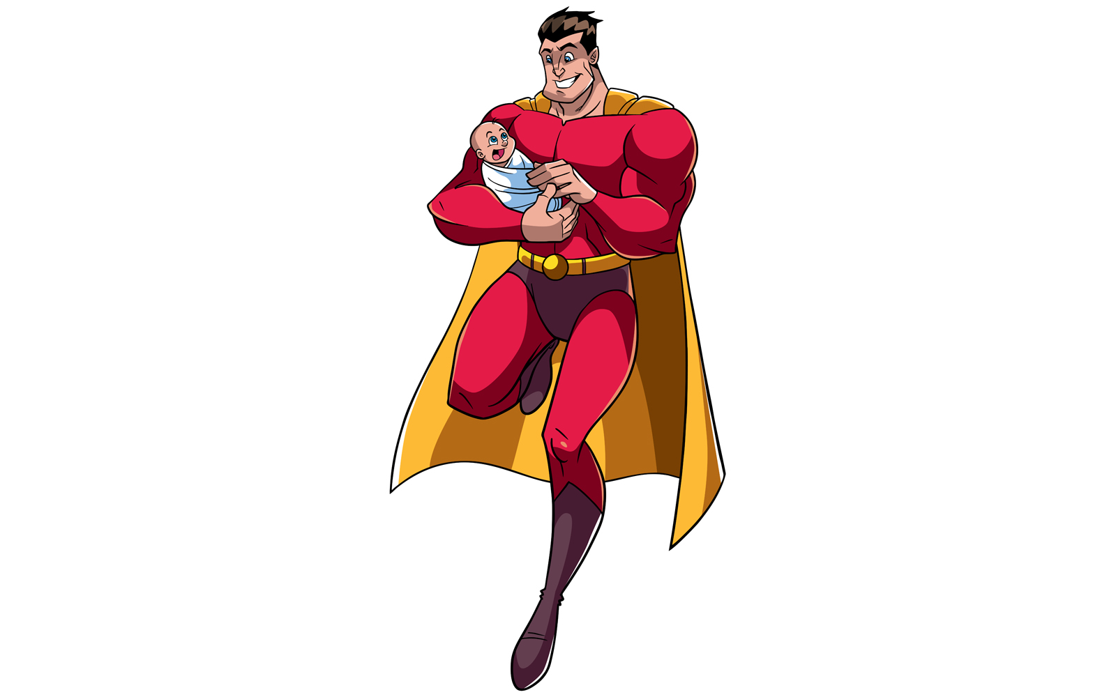 Super Dad with Baby - Illustration