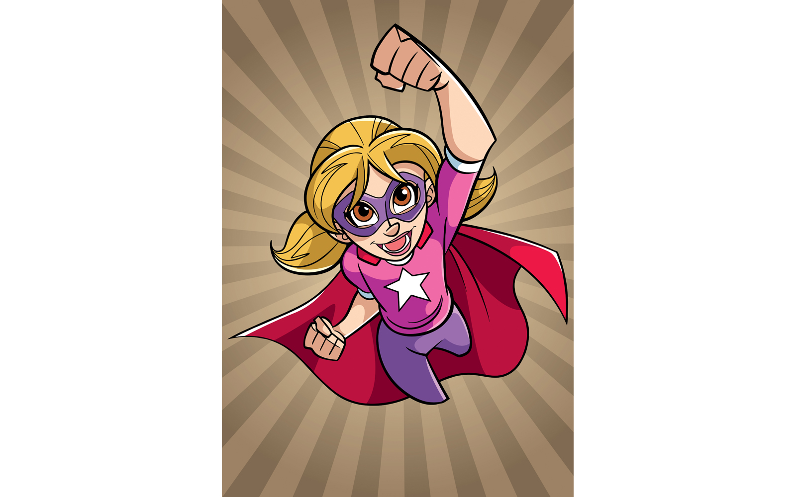 Super Girl Flying Ray Light Background - Illustration