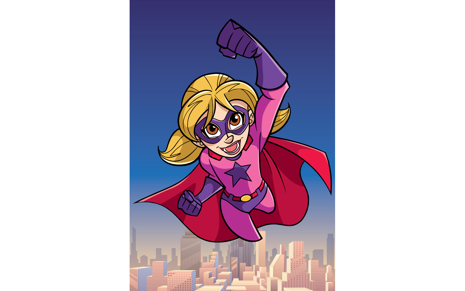 Super Girl Flying Sky Background - Illustration