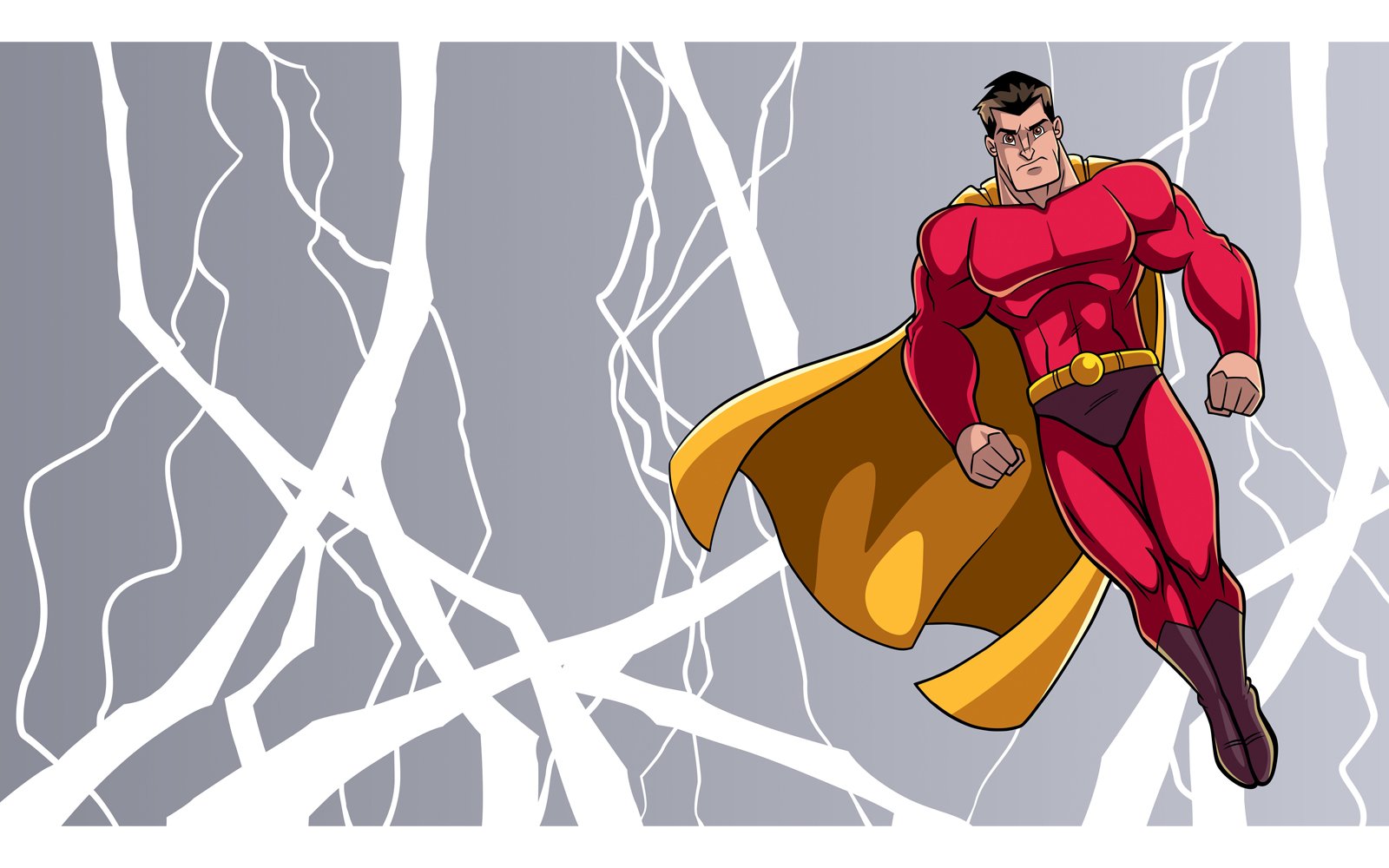 Superhero Flying During Thunderstorm - Illustration