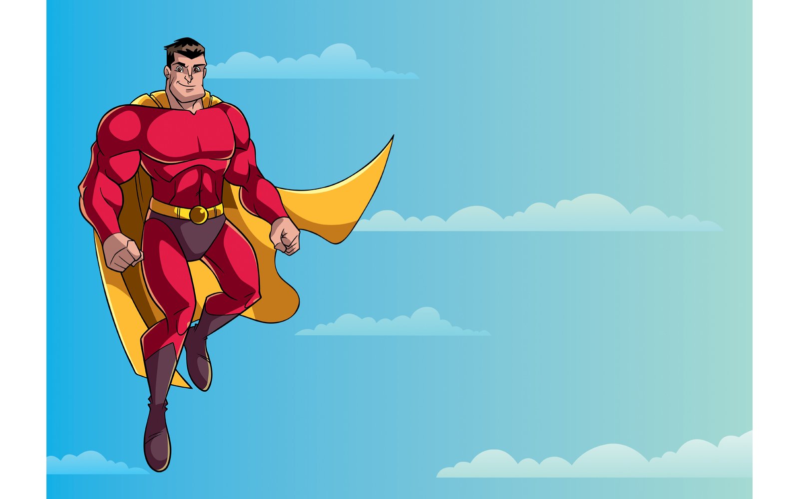 Superhero Flying in Sky - Illustration