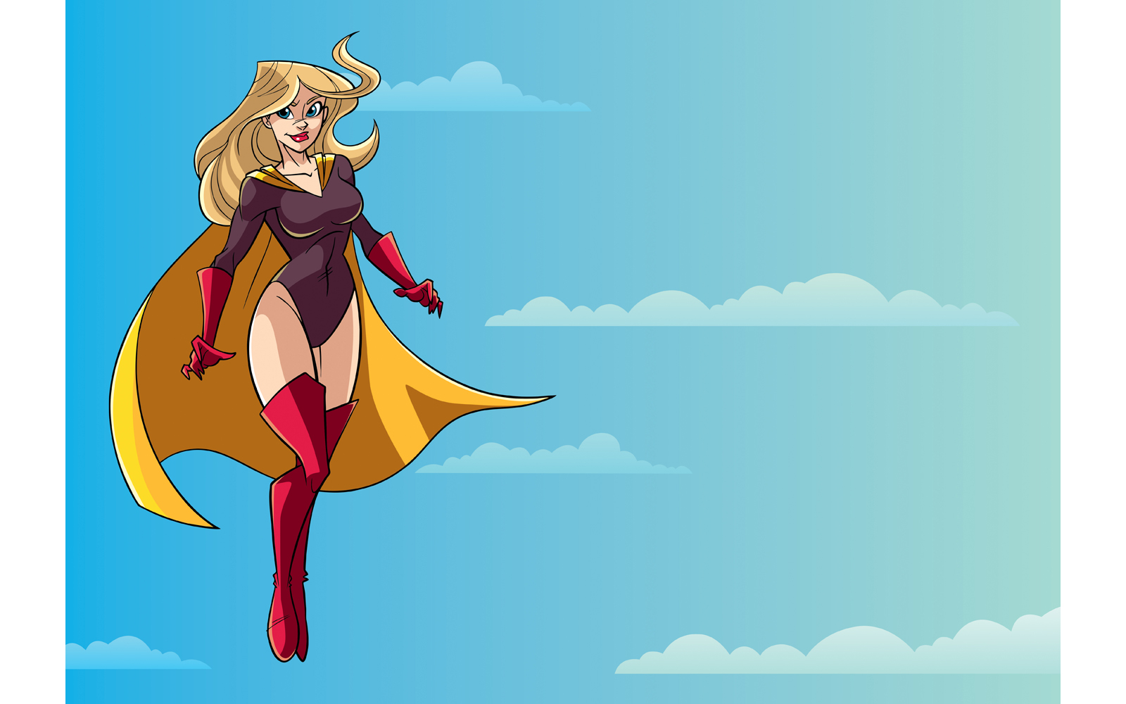 Superheroine Flying in Sky - Illustration