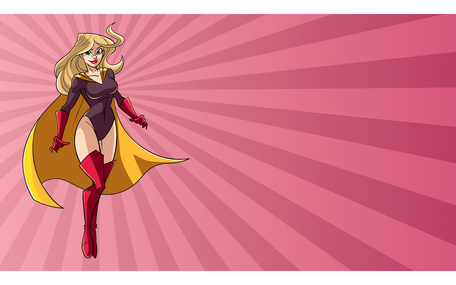 Superheroine Flying Ray Light Background - Illustration