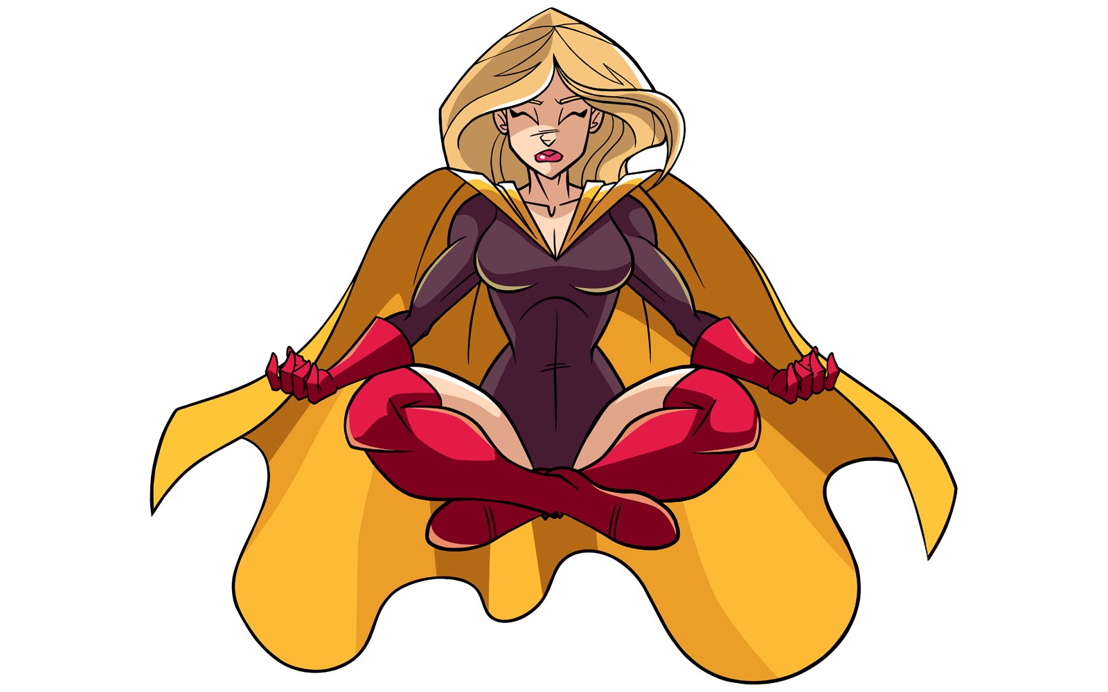 Superheroine Meditating - Illustration