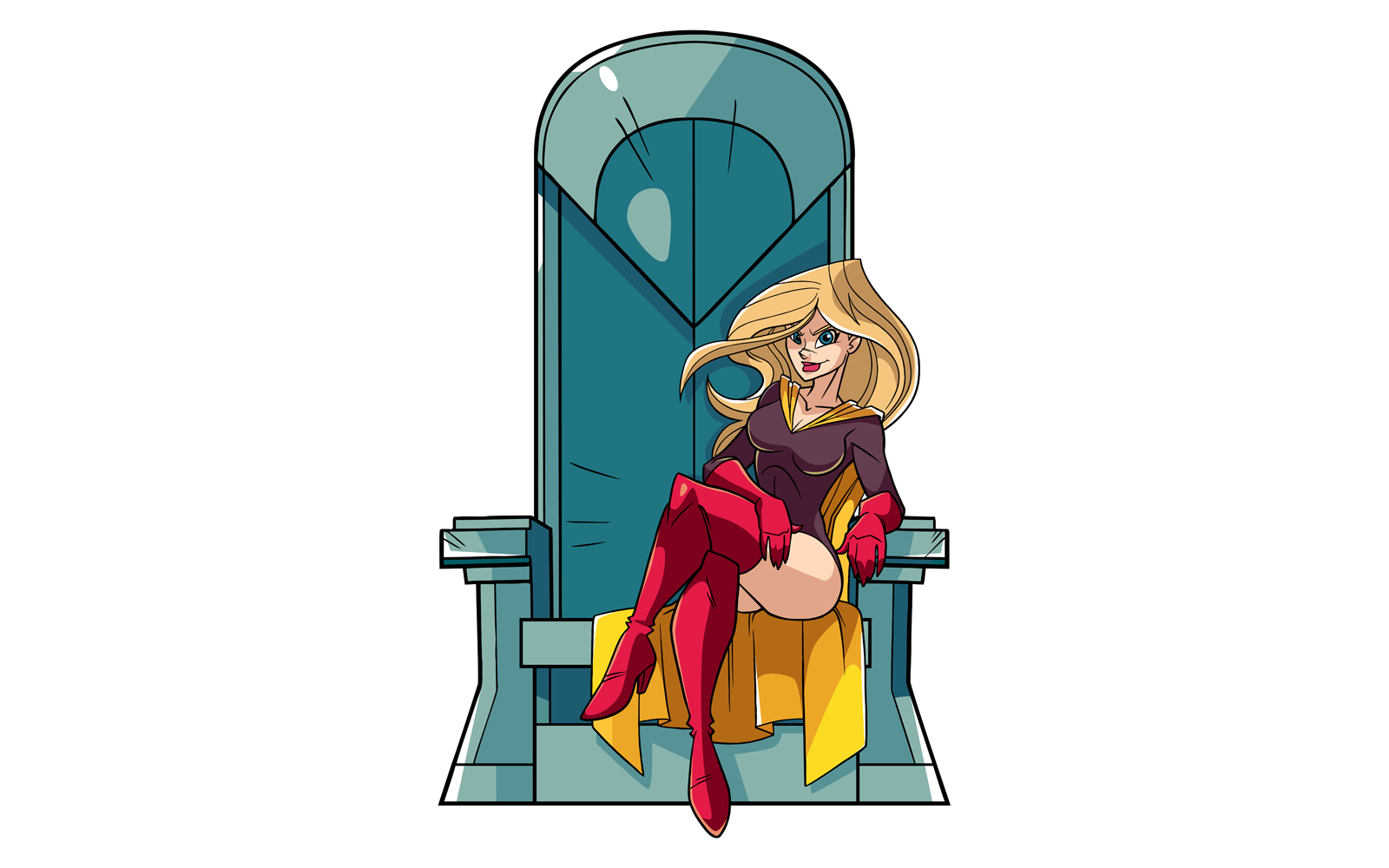 Superheroine on Throne - Illustration