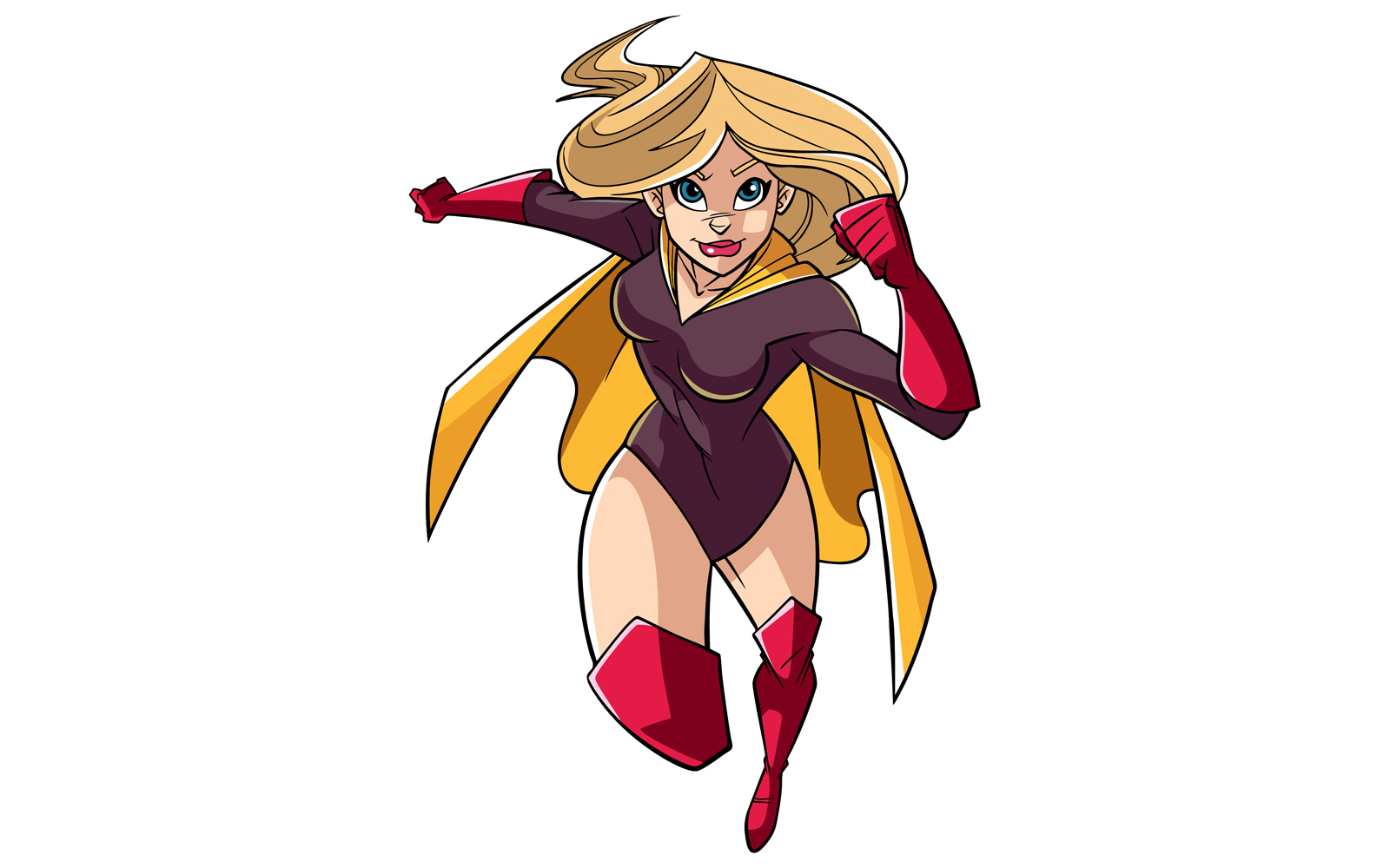 Superheroine Running Frontal View - Illustration