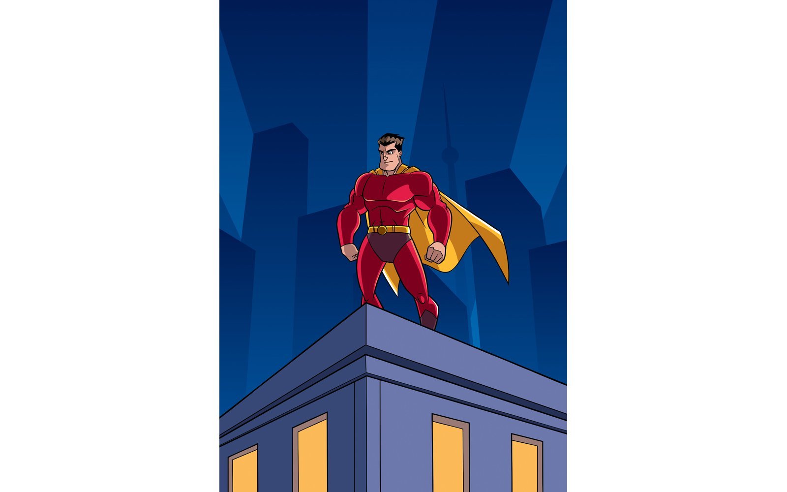 Superhero Roof Watching - Illustration