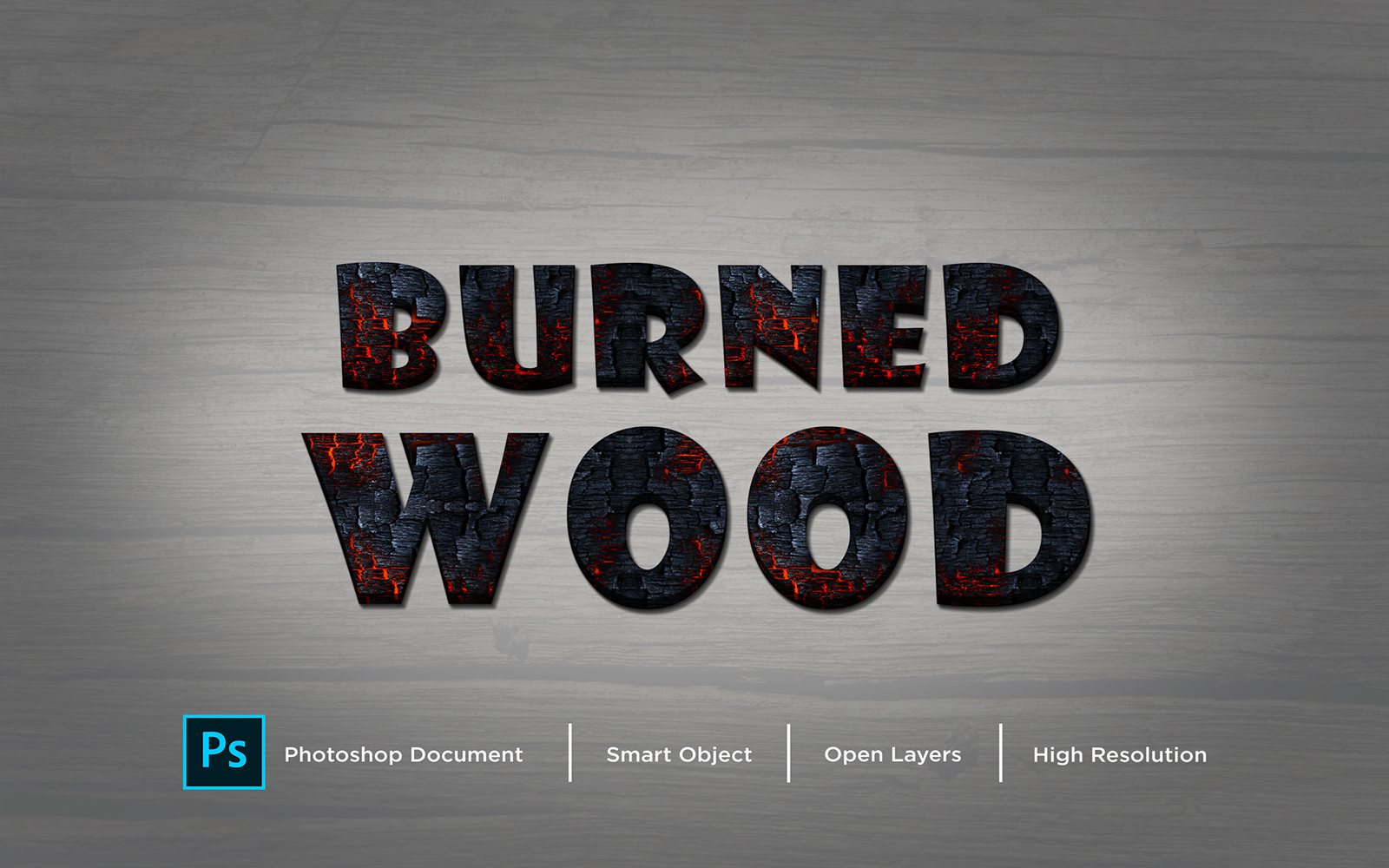 Burned Wood Text Effect Design Photoshop Layer Style Effect - Illustration