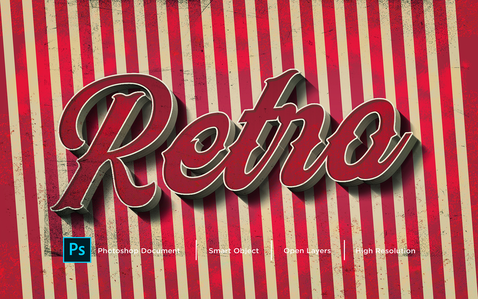 Retro Text Effect Design Photoshop Layer Style Effect - Illustration