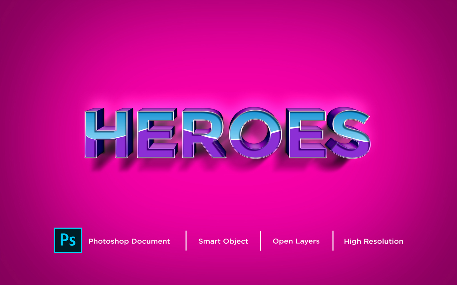 Heroes Text Effect Design Photoshop Layer Style Effect - Illustration