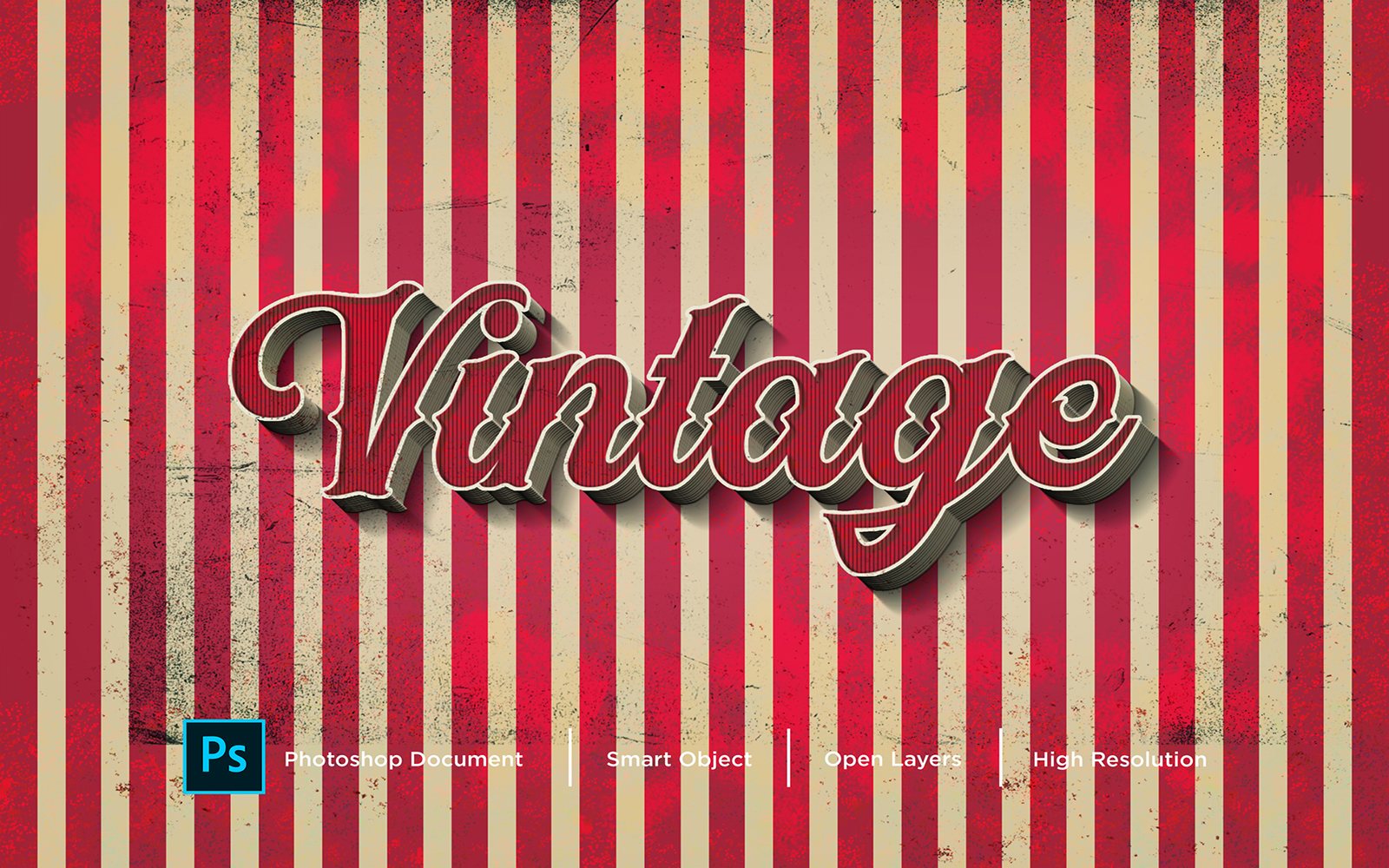 Vintage Text Effect Design Photoshop Layer Style Effect - Illustration