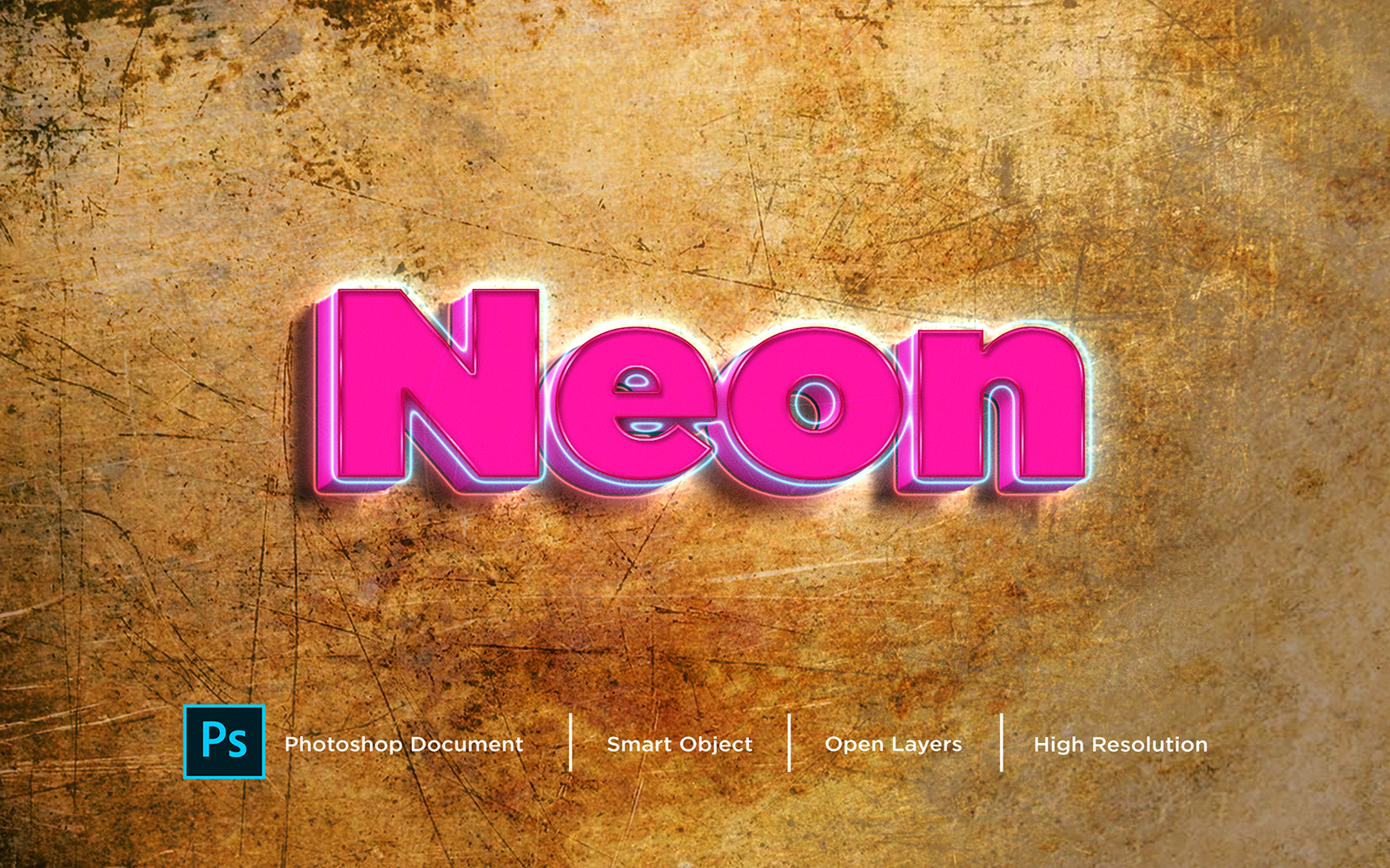 Neon Text Effect Design Photoshop Layer Style Effect - Illustration