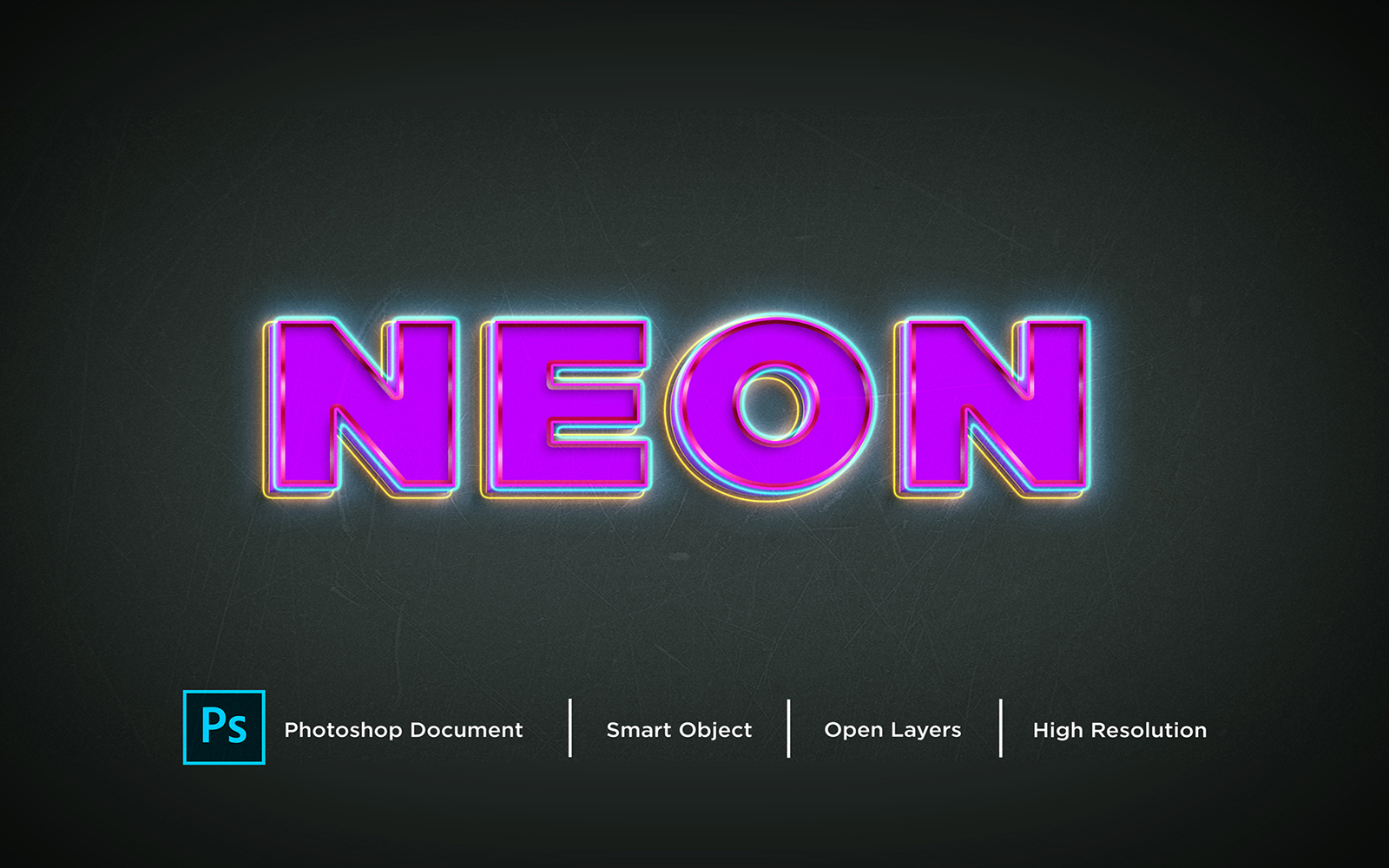 Neon Text Effect Design Photoshop Layer Style Effect - Illustration