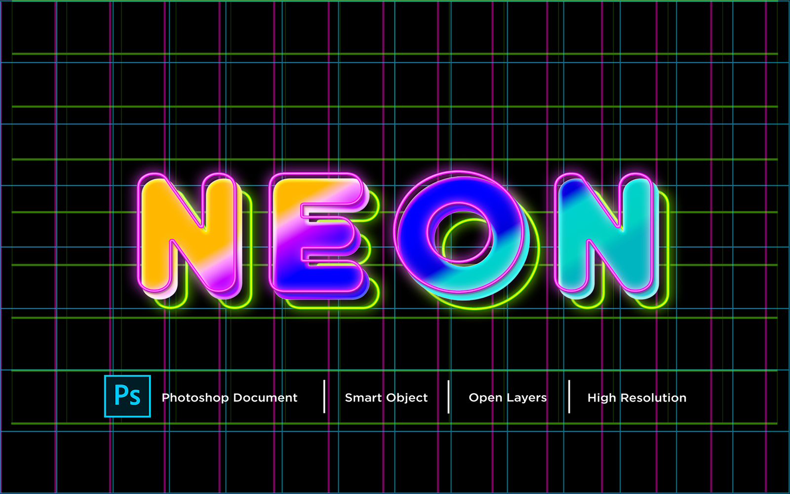 Neon Text Effect Design Photoshop Layer Style Effect - Illustration