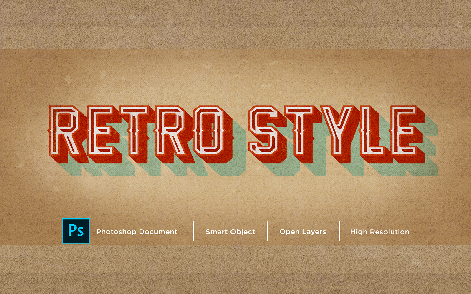 Retro Star Text Effect Design Photoshop Layer Style Effect - Illustration