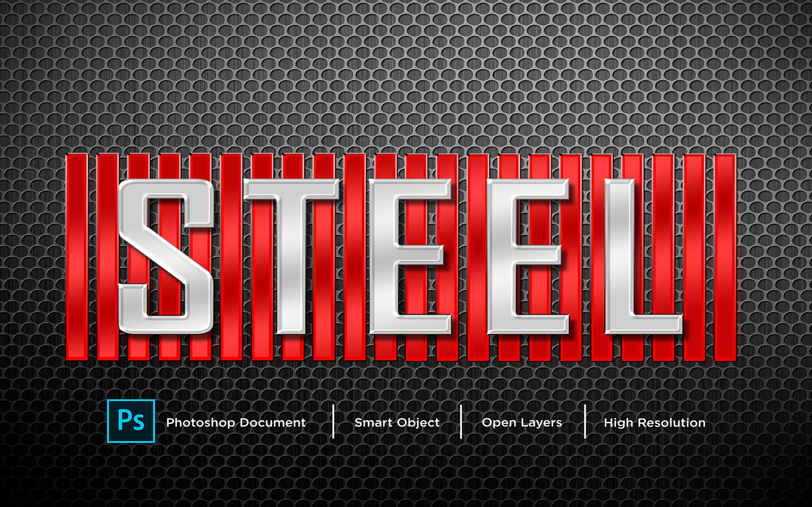 Steel Text Effect Design Photoshop Layer Style Effect - Illustration