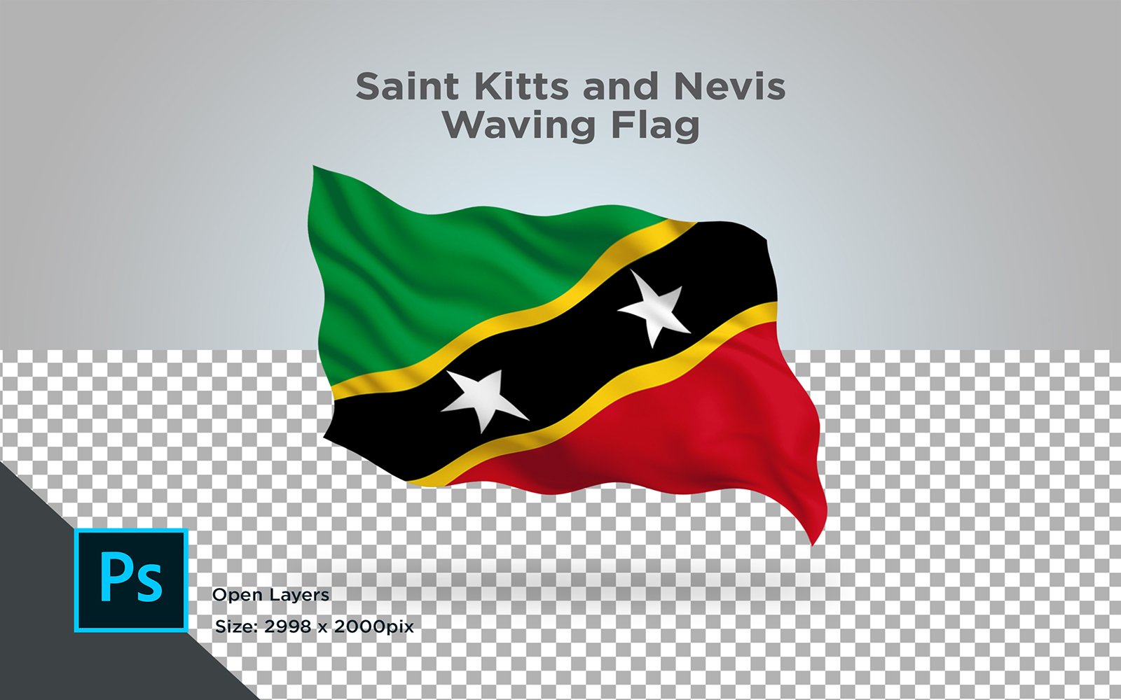 Saint Kitts and Nevis Waving Flag - Illustration