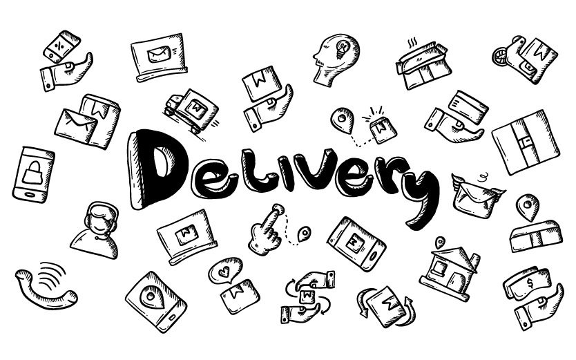 Delivery order hand drawn illustrations - Illustration