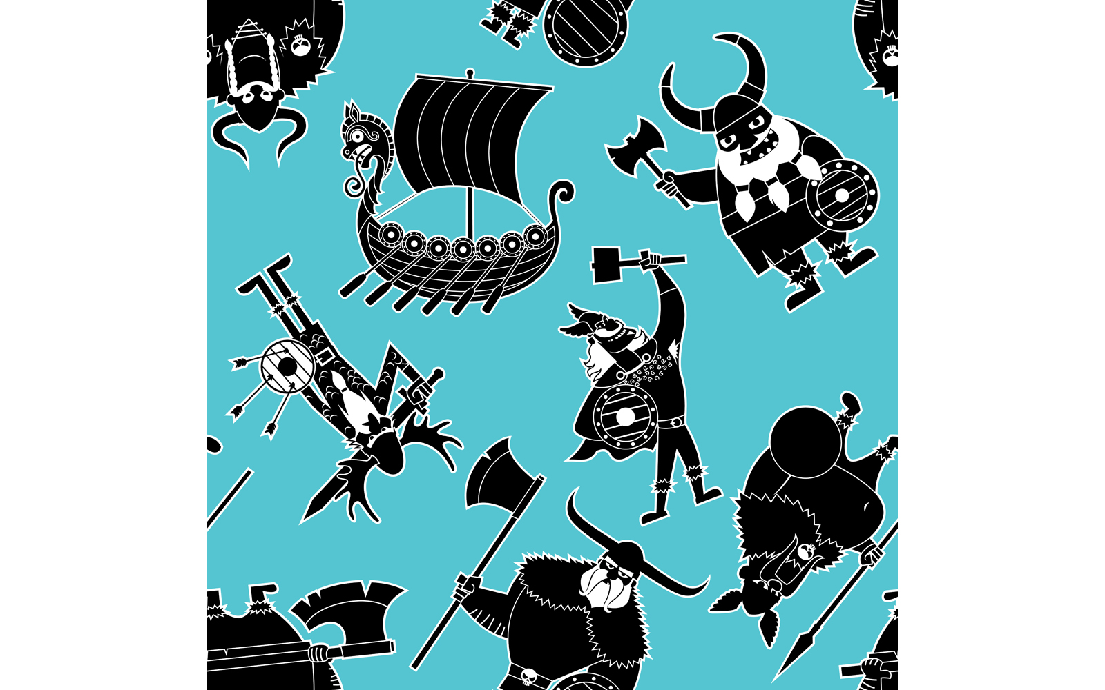 Viking Silhouettes Pattern - Illustration