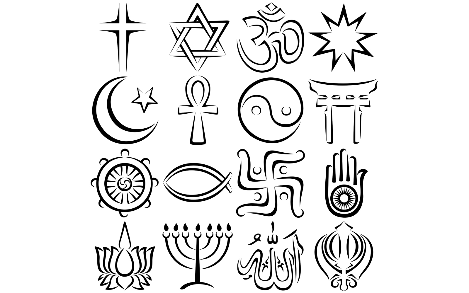 Religious Symbols Line Art - Illustration