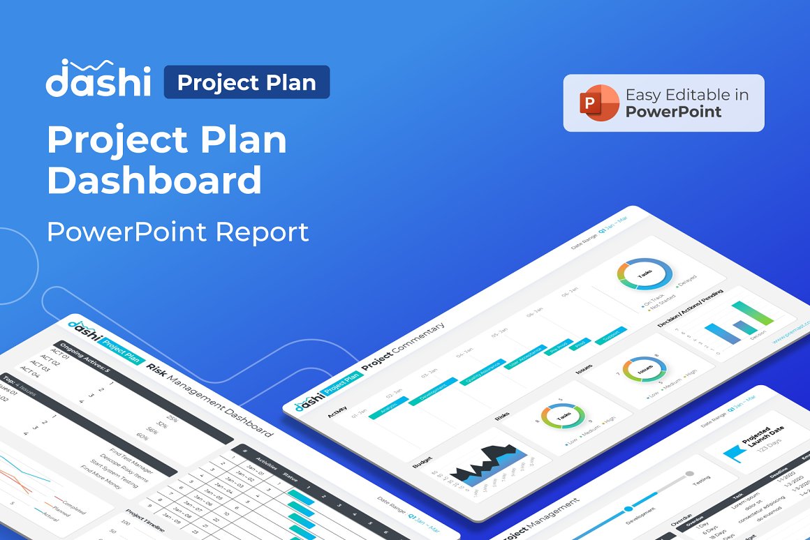 Dashi – Project Plan Dashboard Report Presentation PowerPoint template