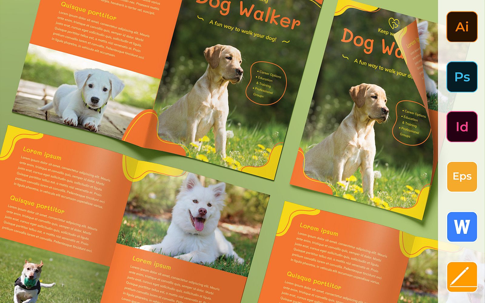 Dog Walker Brochure Bifold - Corporate Identity Template