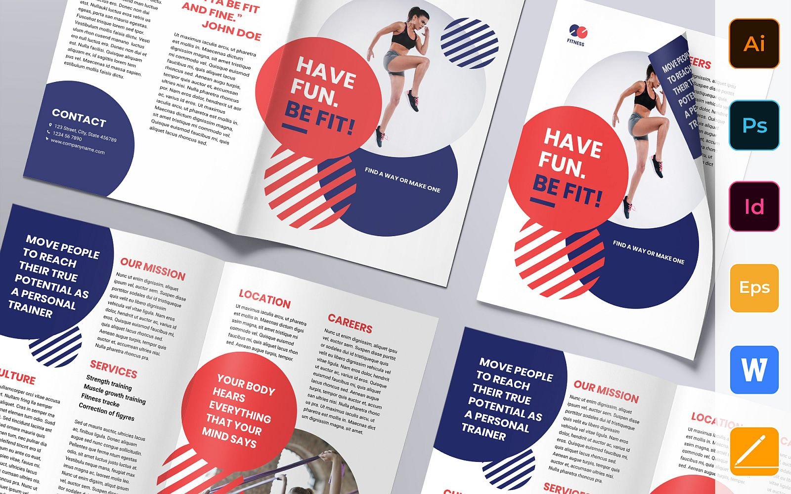 Fitness Trainer Brochure Bifold - Corporate Identity Template
