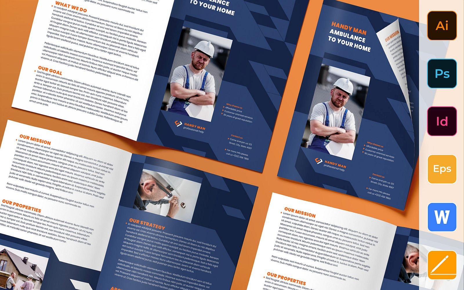 Handyman Brochure Bifold - Corporate Identity Template