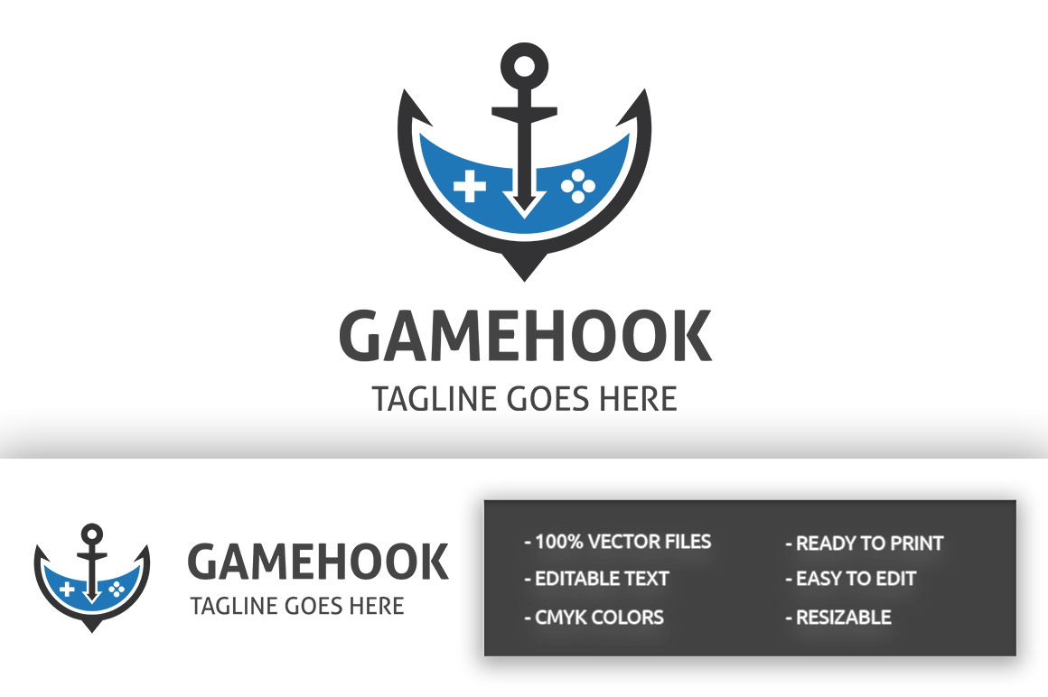 Game Hook Logo Logo Template