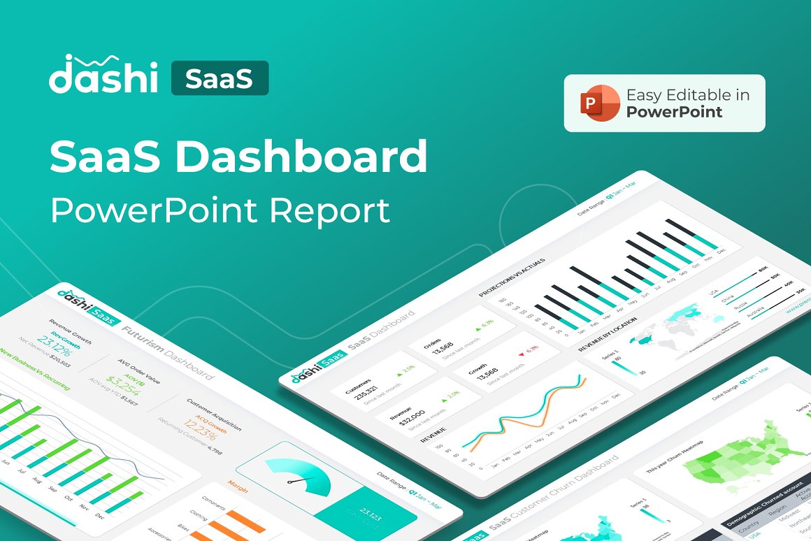 Dashi SaaS | SaaS Dashboard Report Presentation PPT PowerPoint template
