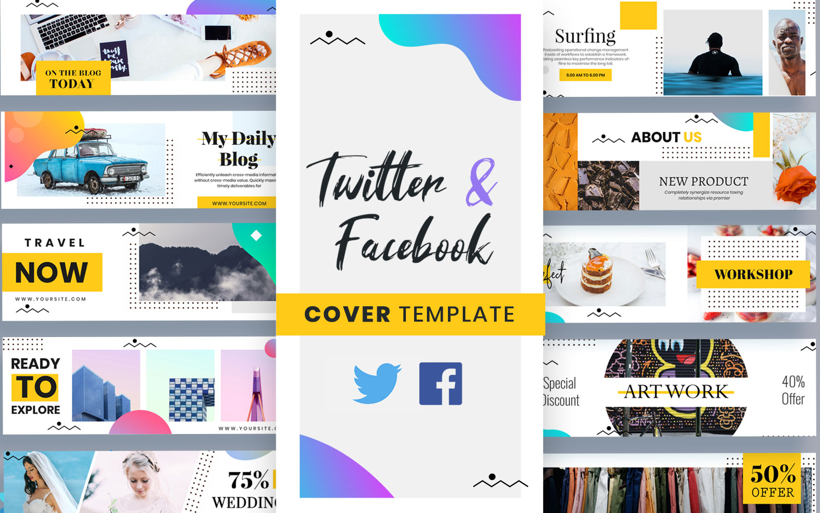 Twitter And Facebook Cover Social Media Template